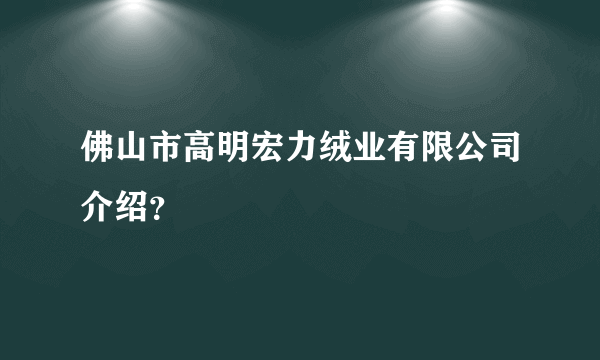 佛山市高明宏力绒业有限公司介绍？