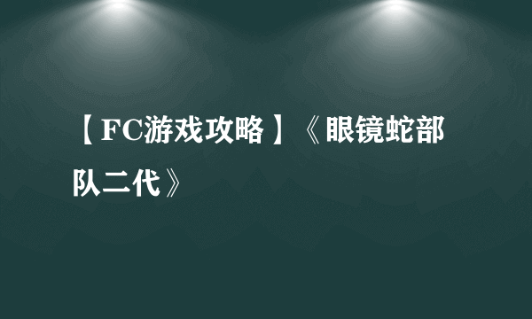 【FC游戏攻略】《眼镜蛇部队二代》