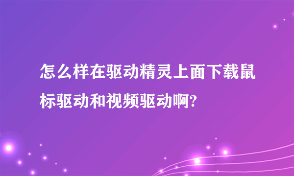 怎么样在驱动精灵上面下载鼠标驱动和视频驱动啊?