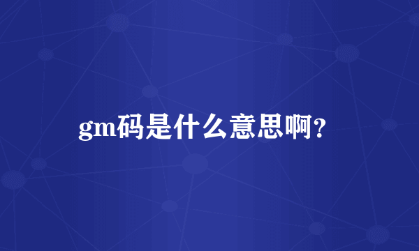 gm码是什么意思啊？