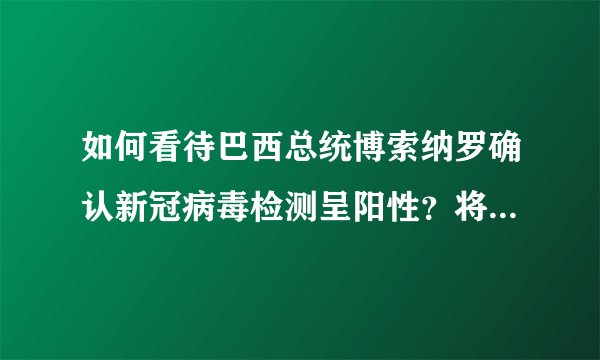 如何看待巴西总统博索纳罗确认新冠病毒检测呈阳性？将产生哪些影响？