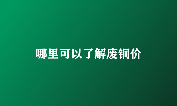 哪里可以了解废铜价