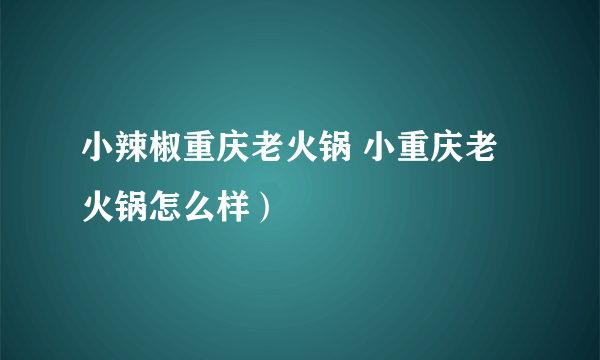 小辣椒重庆老火锅 小重庆老火锅怎么样）