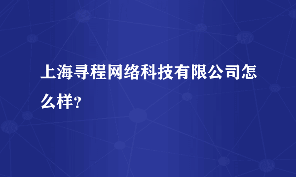 上海寻程网络科技有限公司怎么样？