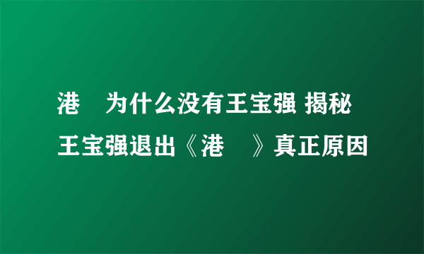 港囧为什么没有王宝强 揭秘王宝强退出《港囧》真正原因