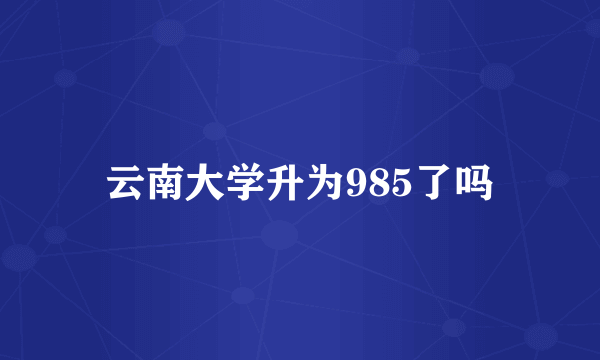 云南大学升为985了吗