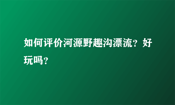 如何评价河源野趣沟漂流？好玩吗？