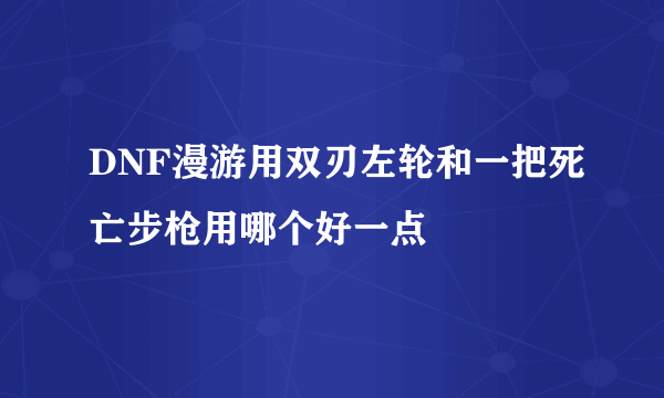 DNF漫游用双刃左轮和一把死亡步枪用哪个好一点