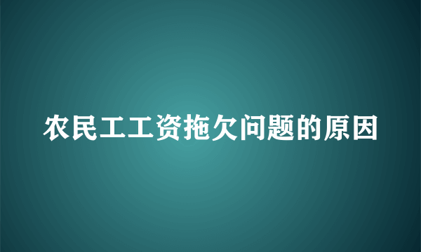 农民工工资拖欠问题的原因