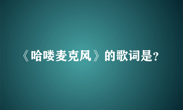 《哈喽麦克风》的歌词是？