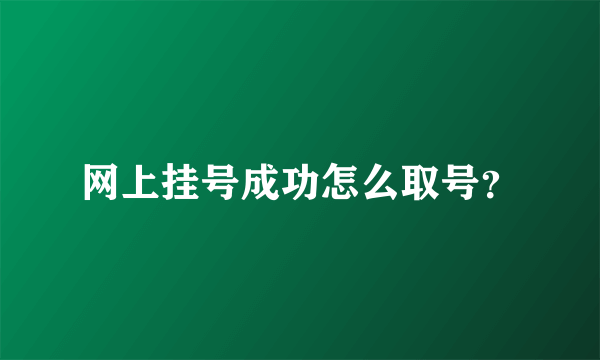 网上挂号成功怎么取号？