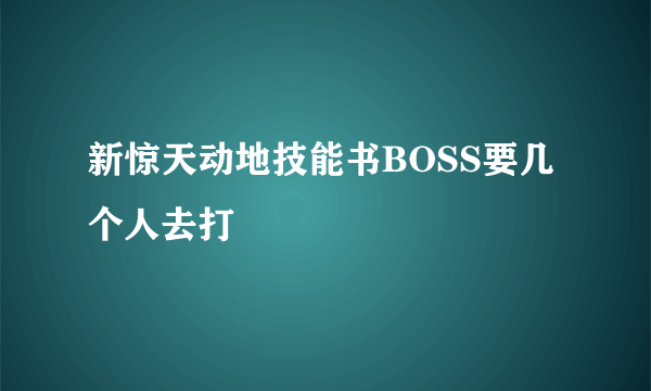 新惊天动地技能书BOSS要几个人去打