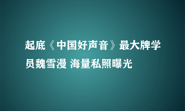 起底《中国好声音》最大牌学员魏雪漫 海量私照曝光 