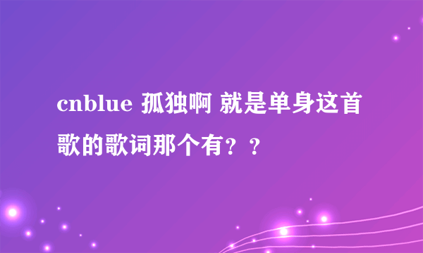 cnblue 孤独啊 就是单身这首歌的歌词那个有？？