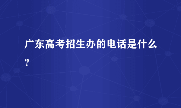 广东高考招生办的电话是什么？