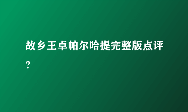 故乡王卓帕尔哈提完整版点评？