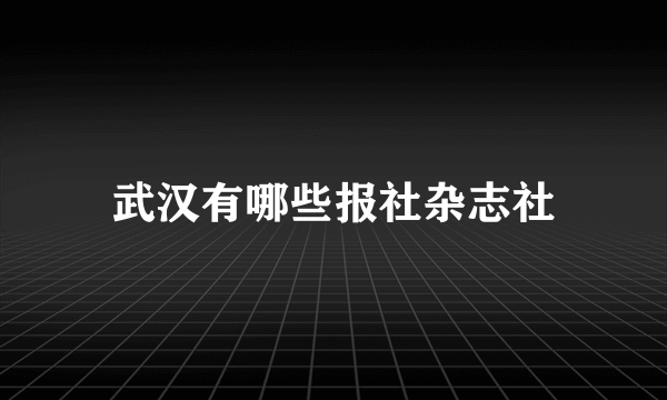 武汉有哪些报社杂志社