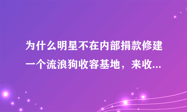 为什么明星不在内部捐款修建一个流浪狗收容基地，来收容全国各地的流浪狗？