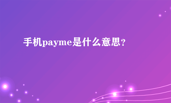 手机payme是什么意思？