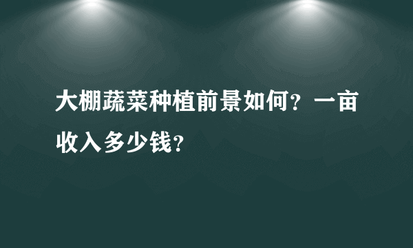 大棚蔬菜种植前景如何？一亩收入多少钱？