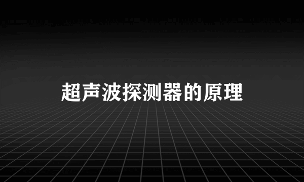 超声波探测器的原理