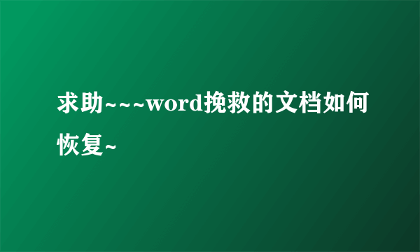 求助~~~word挽救的文档如何恢复~