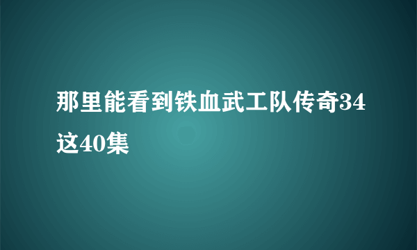 那里能看到铁血武工队传奇34这40集