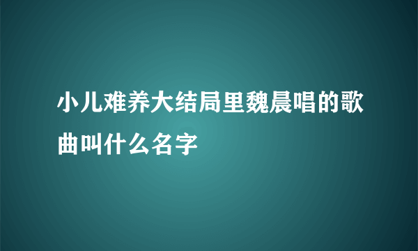 小儿难养大结局里魏晨唱的歌曲叫什么名字