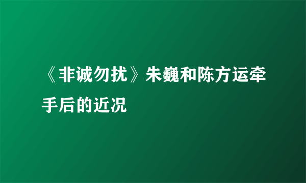 《非诚勿扰》朱巍和陈方运牵手后的近况