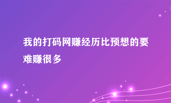 我的打码网赚经历比预想的要难赚很多