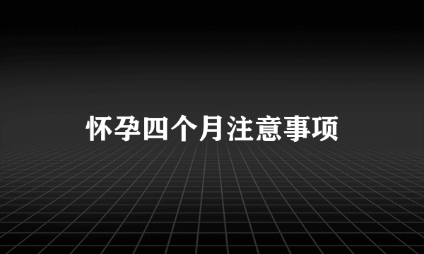 怀孕四个月注意事项