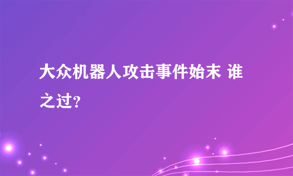 大众机器人攻击事件始末 谁之过？