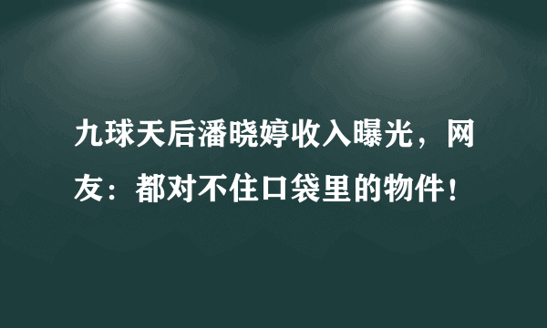 九球天后潘晓婷收入曝光，网友：都对不住口袋里的物件！