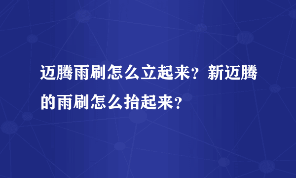 迈腾雨刷怎么立起来？新迈腾的雨刷怎么抬起来？