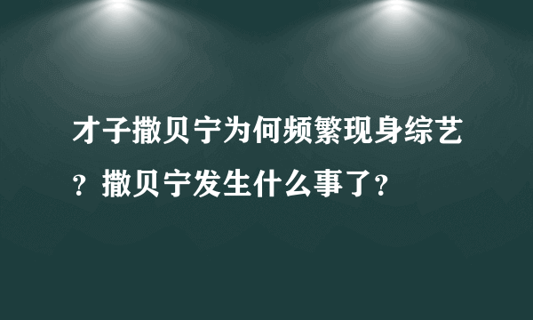 才子撒贝宁为何频繁现身综艺？撒贝宁发生什么事了？