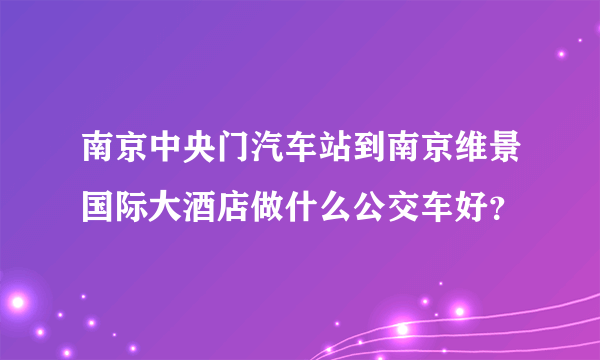 南京中央门汽车站到南京维景国际大酒店做什么公交车好？