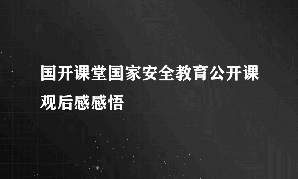 国开课堂国家安全教育公开课观后感感悟