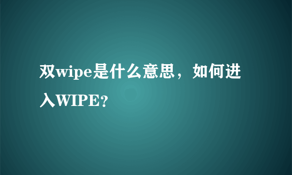 双wipe是什么意思，如何进入WIPE？