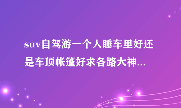 suv自驾游一个人睡车里好还是车顶帐篷好求各路大神指点一下