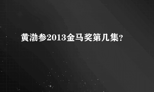 黄渤参2013金马奖第几集？