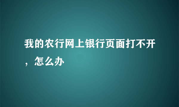 我的农行网上银行页面打不开，怎么办