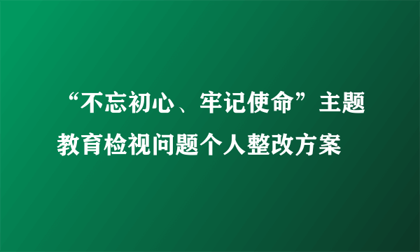 “不忘初心、牢记使命”主题教育检视问题个人整改方案