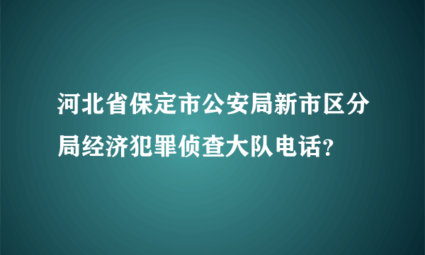 河北省保定市公安局新市区分局经济犯罪侦查大队电话？