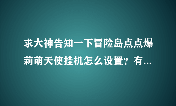 求大神告知一下冒险岛点点爆莉萌天使挂机怎么设置？有没有全屏设置？已经四转了的。