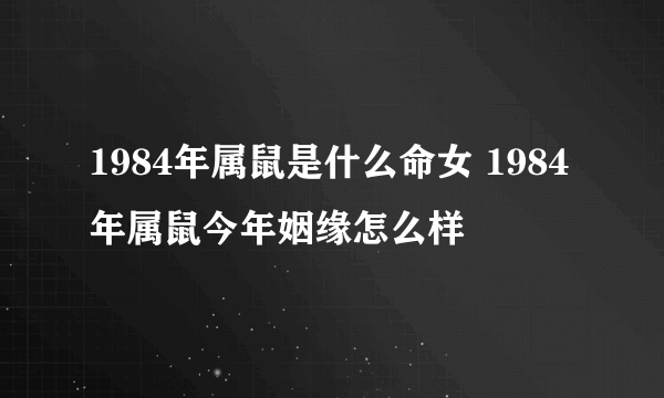 1984年属鼠是什么命女 1984年属鼠今年姻缘怎么样