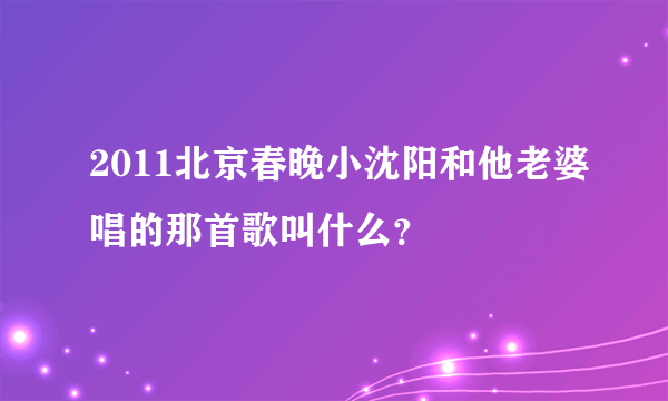 2011北京春晚小沈阳和他老婆唱的那首歌叫什么？