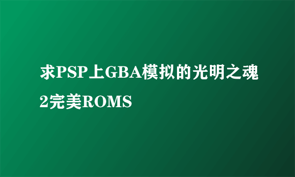 求PSP上GBA模拟的光明之魂2完美ROMS