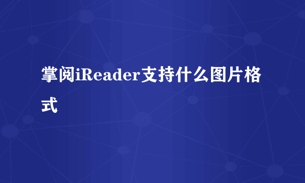 掌阅iReader支持什么图片格式