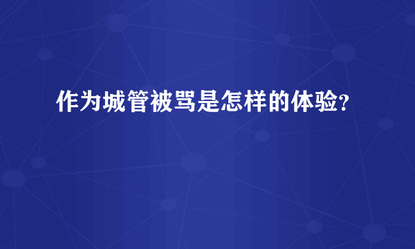 作为城管被骂是怎样的体验？