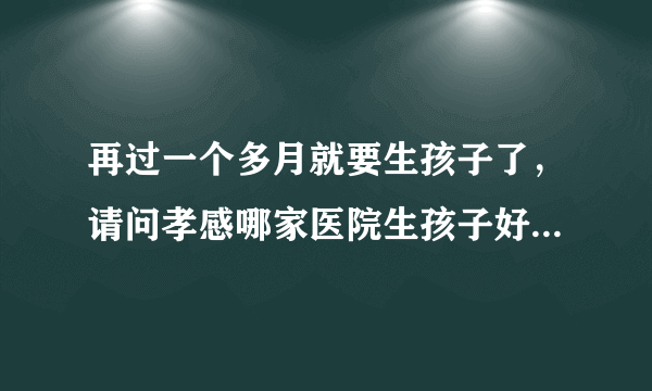 再过一个多月就要生孩子了，请问孝感哪家医院生孩子好些，费用大概多少？谢谢回答